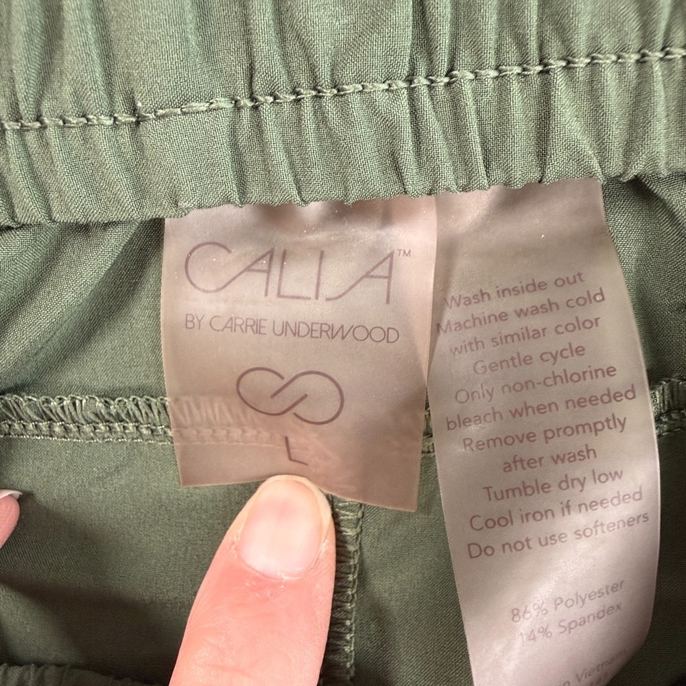 Calia Athletic Pants Sz L Olive Green Ruched Leg Athleisure Minimalist Jogger - Picture 6 of 7